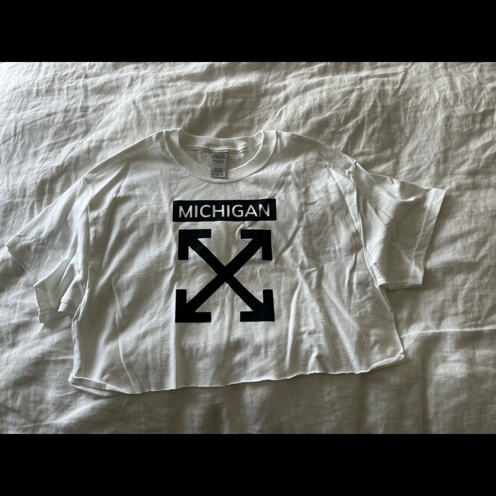 Off white inspired michigan crop top